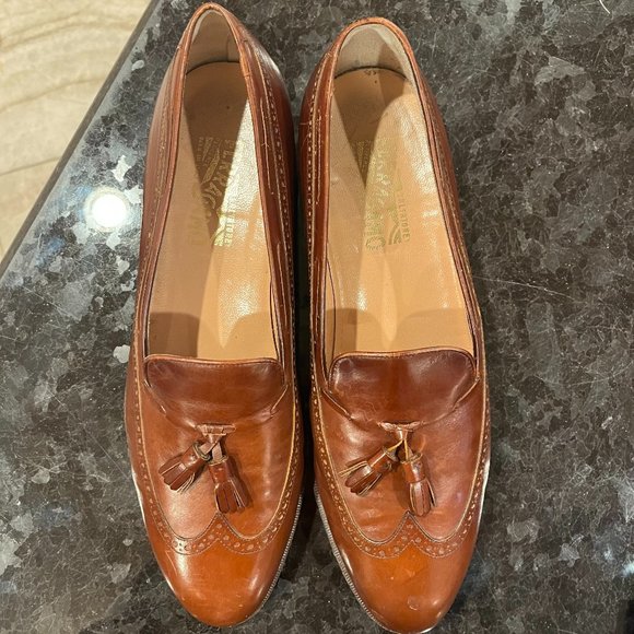 Vintage Ferragamo Wingtip Loafers with tassels/Mens US Size 12 main image 4